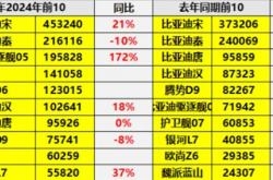 中国插混全球一骑绝尘 2024销量TOP10车型出炉：比亚迪霸榜前9