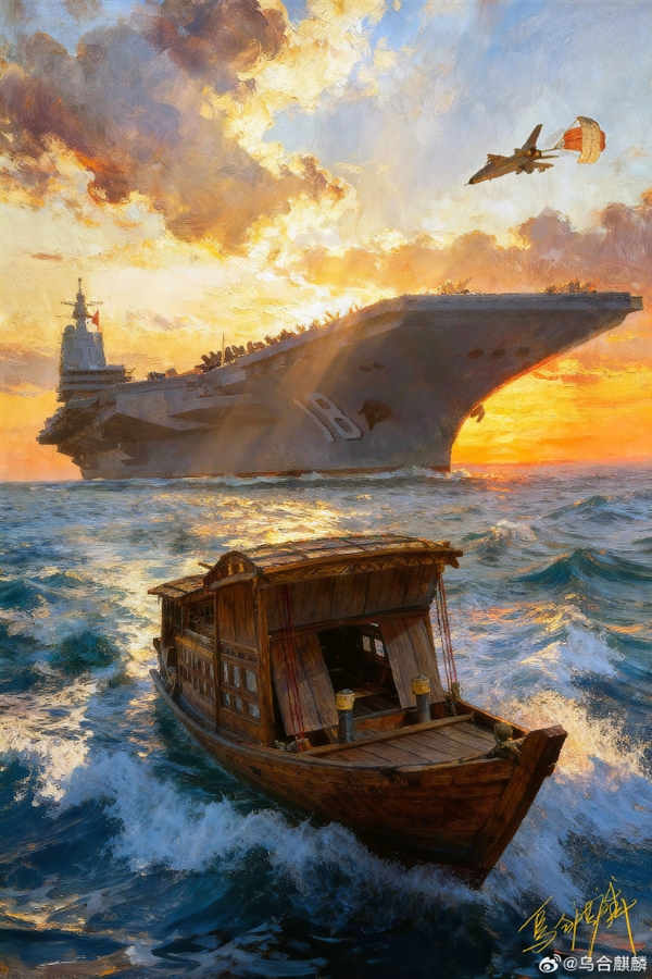 乌合麒麟新作:福建舰、南湖红船同框 接81192返航