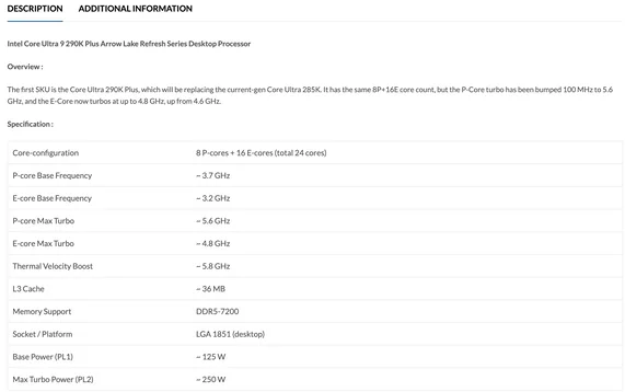 Intel酷睿Ultra 9 290K/270K Plus桌面CPU齐现身!频率更高、核心更多