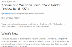 [图]首个Windows Server post-2004预览版Build 19551发布