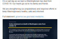美国华盛顿州确认第二起新冠病毒感染死亡病例