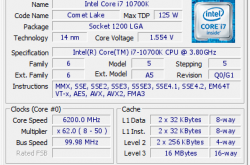 没上液氮 酷睿i7-10700K只用水冷就超频到6.2GHz
