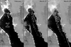 NASA公布卫星照片 苏伊士运河堵塞前后对比鲜明