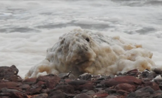 爱尔兰村庄出现罕见“泡沫雪” 像是洗洁精被打翻了