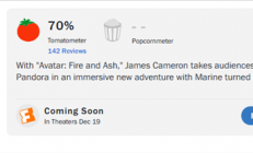 《阿凡达：火与烬》烂番茄开分70% 系列最低分 预售票房腰斩