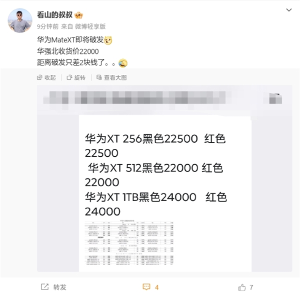 三折叠屏热度已过！华为Mate XT即将破发：收货价接近原价