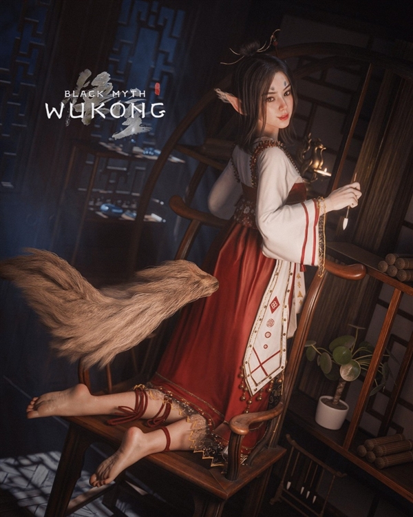 《黑神话》3D新艺术图欣赏 四妹卧溪边嗅起花香