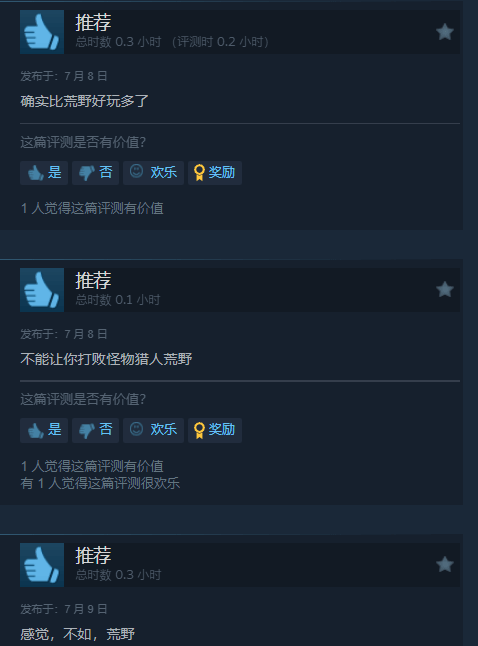 近30天差评如潮：《怪物猎人：荒野》差评率追平《三国杀》