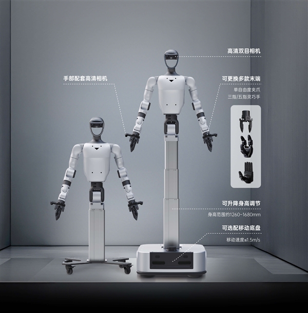 宇树推出首款轮式人形机器人:身高1.26米-1.68米可调