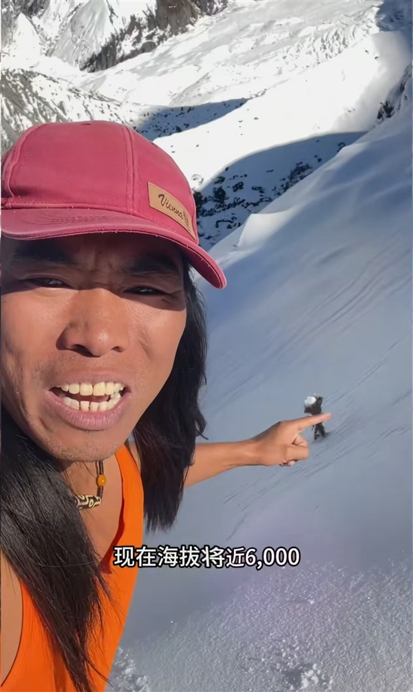 硬核博主只穿背心爬雪山:在海拔6000米处发现雪莲花